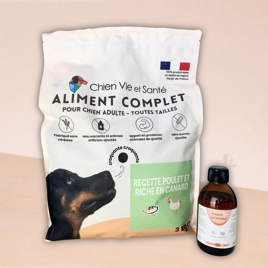 Pack canard vitalité (croquette au canard + huile au saumon)