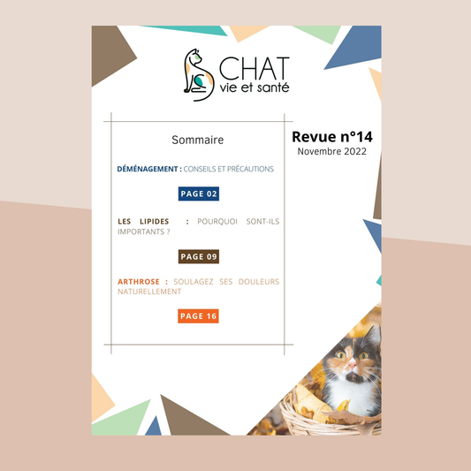 Revue n°14 - Déménagement félin, lipides essentiels, arthrose du chat, soulagement naturel