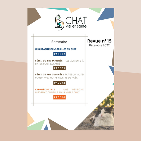 Revue n°15 - Sens du chat, alimentation festive, recette de Noël, homéopathie féline