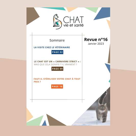 Revue n°16 - Visite vétérinaire, chat carnivore strict, stérilisation, alimentation naturelle