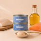 Boîtes de mousse pour chat au poisson Chat Vie et Santé, avec filet de poisson blanc, saumon frais, carafe d'huile et coupelle de mousse.